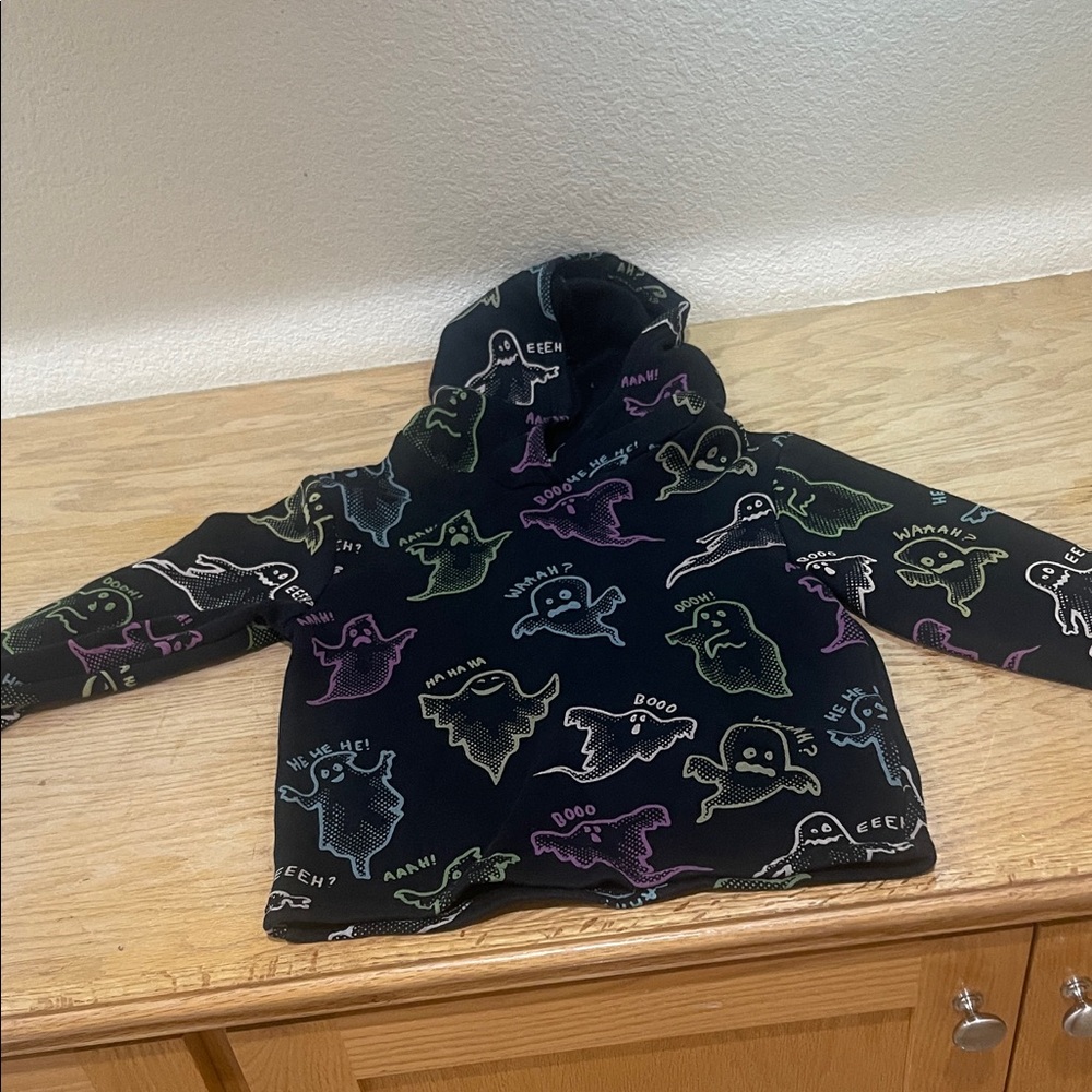 H&M Kids Black Hoodie with Colorful Ghosts